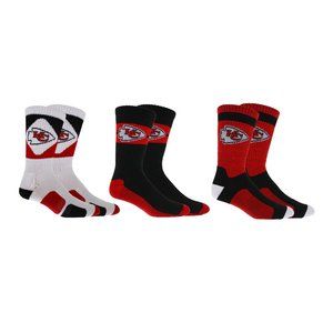 Kansas City Chiefs Socks 3PK Crew Length KC Chiefs